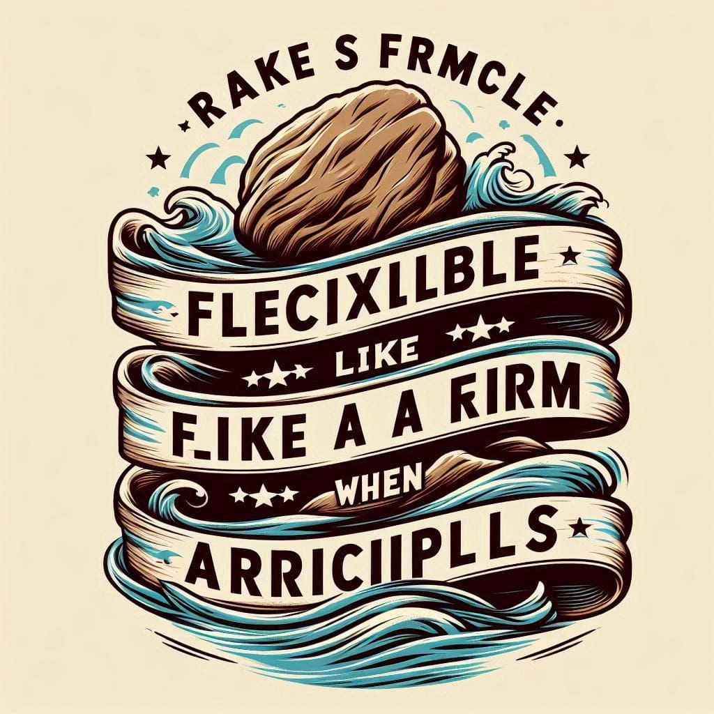 A simple vector graphic inspired by Thomas Jeffersons quote about being flexible like a stream and firm like a rock when it comes to principles